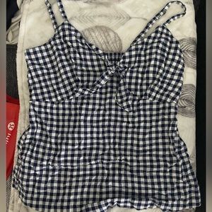 dark blue and white stripped tank top